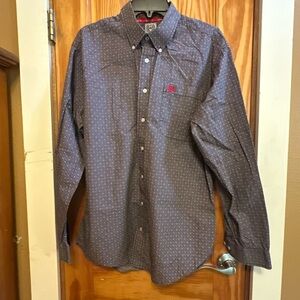 Cinch Men's Button-Down Shirt in Navy with Red Accent